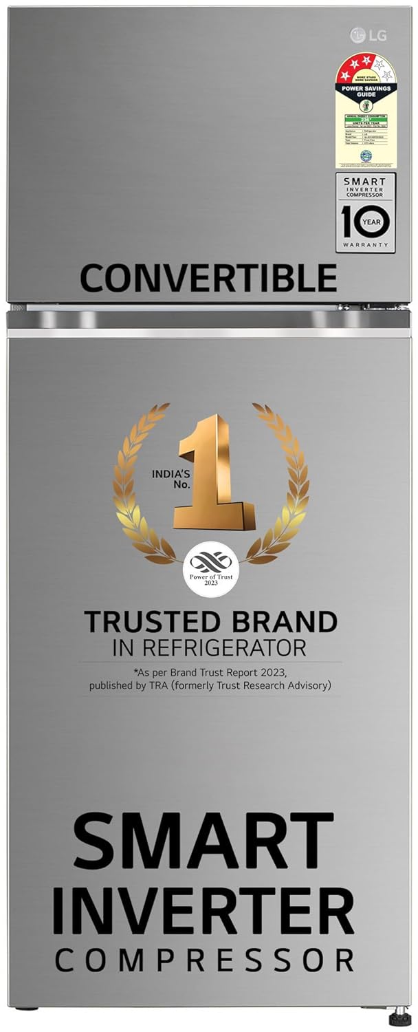 LG 272 L 3 Star Frost-Free Smart Inverter Compressor Double Door Refrigerator (GL-S312SPZX, Shiny Steel, Convertible & Multi Air Flow Cooling)