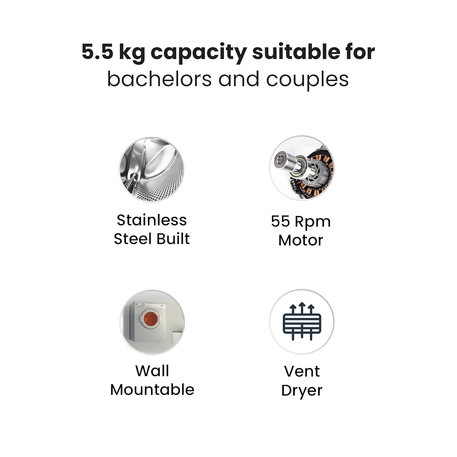 IFB 5.5 Kg with 99.9% Dry Clothes Dryer with In-built Heater Silver (TURBODRY EX)