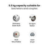 IFB 5.5 Kg with 99.9% Dry Clothes Dryer with In-built Heater Silver (TURBODRY EX)