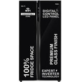 Haier 602L 3 Star 2 Door Premium Glass Side by Side Frost Free Refrigerator|100% Convertible|Wi-Fi|Expert Inverter Technology|Digital Display Panel|Triple Twist Ice Maker (HRS-682KGU1, Black Glass)