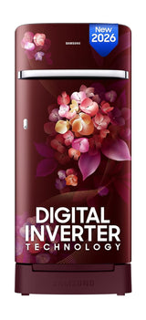 Samsung 215L 5 Star Inverter Direct-Cool Single Door Refrigerator Appliance (RR23C2H35RZ/HL,Midnight Blossom Red) Base Stand Drawer