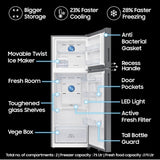 Samsung 350 L, 3 Star, Frost Free Double Door Refrigerator (RT38DG5A4DS8HL, Elegant Inox, Silver)