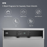 IFB 15 Place Freestanding Dishwasher with DeepClean® Technology, 3rd Cutlery Tray, 70°C Hot Water Wash, Turbo Drying, Anti-Bacterial Filter, Perfect for Indian Utensils (Neptune VX15, Dark Silver)