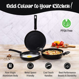 Wonderchef Valencia Non-Stick Cookware 3 Piece Set Black