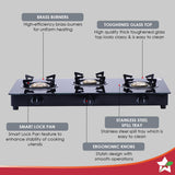 Wonderchef Platinum Plus 3 Burner Auto Cooktop Black