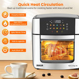 INALSA Air Fryer Oven|16L, 1800W|Stainless Steel Body12-in-1 Functions,Fry,Bake,Grill,Dehydrate,Roast& Reheat|10 Preset|Rotisserie & Convection|Dishwasher Safe Accessories|2Yr