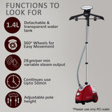 INALSA Standing Garment Steamer 1900 W Steam Iron for Clothes| Steam Output Up to 28g/min|1.4L Tank|50 min Continuous Steam|Over Heat Protection|Automatic shut off|steamer for clothes(Upright 1900)