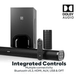 GOVO GoSurround 980 Dolby Digital | 525W Sound bar, 5.1 Channel Home Theatre, 6.5" Wired subwoofer, HDMI, Opt, AUX, USB & Bluetooth, 3 Equalizer Modes, Stylish Remote & LED Display (Black)