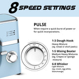 INALSA Stand Mixer 1200W|Pure Copper Motor|5.3L SS Bowl With Splash Guard|Metal Gears for Extra Durability|Accessories Included|Dishwasher Safe|Baking,Cake Mixer,Kneading-Kratos Plus (Blue)