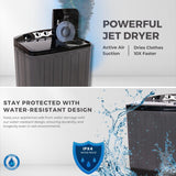 Ionstar 7 Kg Semi Automatic Washing Machine - 5 Star Rated - 2025 - Top Load - Jet Pulsator - Magic Filter - Special Air Dryer - Buzzer - Wheels - Powerful Copper Motor - 1500 RPM (STAR70-AQUA-G)