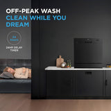 MIDEA 8 Place Setting Countertop Dishwasher (MDWTT0802D (B), Black, 6 wash programs, Portable, anti-bacterial filter & Intensive 70 degree wash for Ultra Hygiene, 24 Hour Delay Timer)