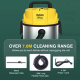 INALSA Wet and Dry Vacuum Cleaner for Home,20 LTR Capacity,1400 W,20 kPa Suction,Blower Function,HEPA Filter,Wet Vacuum Cleaner for Sofa,Metal Telescopic Tube,SS Body,Heavy Duty (Micro WD20)