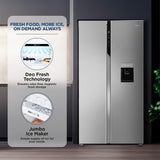 Haier SmartChoice 596L 3Star 2-Door Water Dispenser Side by Side Frost Free Refrigerator(HRS-682SWDU1, Shiny Silver)