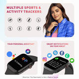 pTron Force X12S Bluetooth Calling Smartwatch, 1.85" Full Touch HD Display, Functional Crown, Real Heart Rate Monitor, SpO2, WatchFaces, 5 Days Battery Life, Fitness Trackers & IP68 Waterproof (Black)