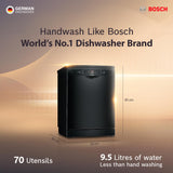 Bosch 13 Place Setting (fits up to 70 utensils) Free-Standing Dishwasher for Indian Utensils | Hygiene+ & Intensive Kadhai Program (SMS66GB01I, White, Inbuilt Heater, Removes 99.9% Germs)