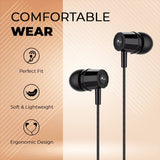Kratos Thump Wired Earphones, Powerful Bass, HD Sound Quality Earphones, Tangle Free Cable, Comfortable in Ear Fit, with 3.5 mm Jack - Black