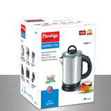 Prestige 1.7 Litres Electric Kettle(PKGSS 1.7)|1500W |Silver and Black | 1.7 Litres | Stainless Steel| Automatic Cut-off | Wide Mouth | Power Indicator | Single-Touch Lid Locking