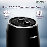 Faber 2L 1300W Air Fryer | Fry, Bake, Roast, Toast, Reheat, Defrost & Grill | 85% Less Oil, 360° Rapid Air Cooking | 6 Preset Menu, Auto Off, Light Indicator | Non-Stick Pan, Non-Slip Feet | (Black)