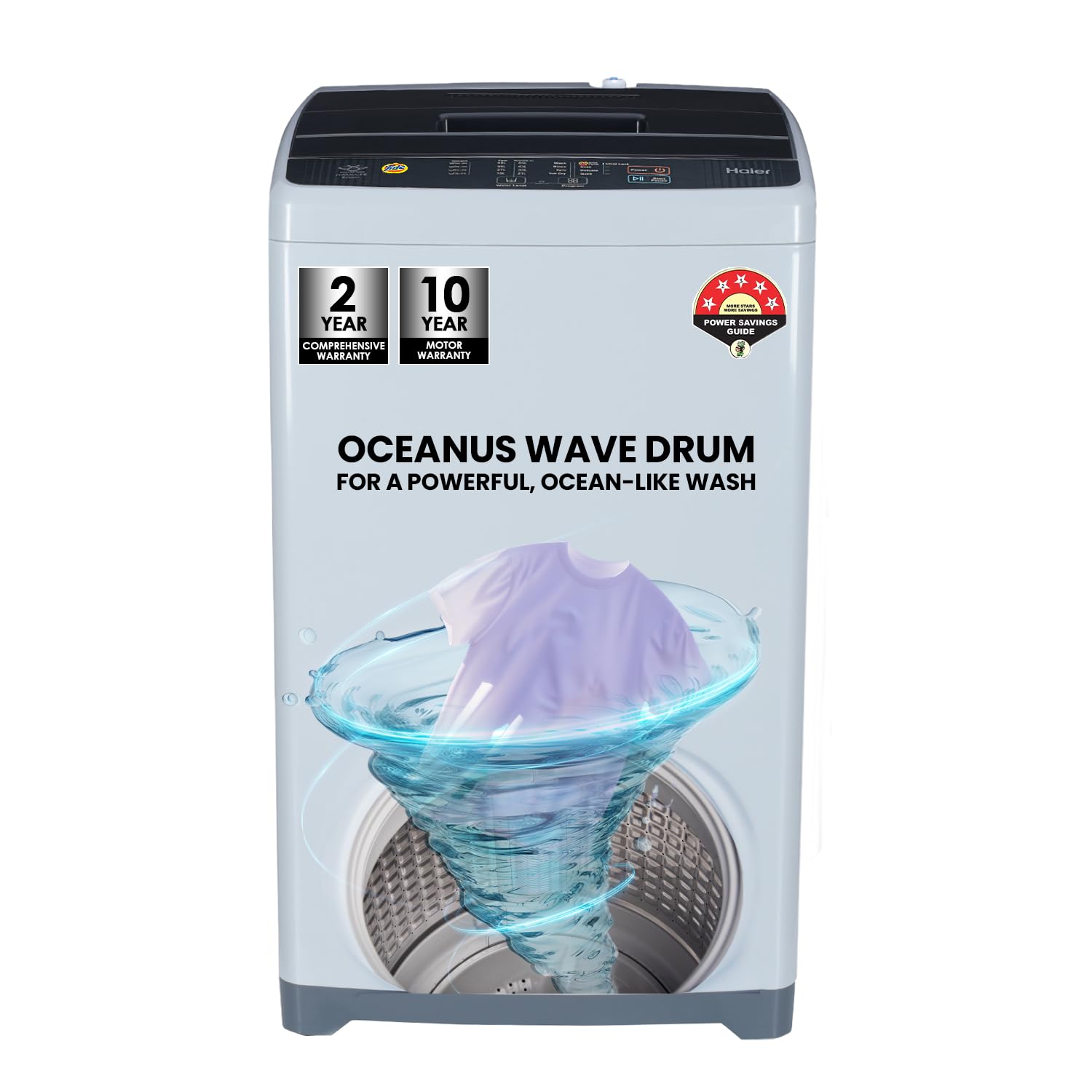 Haier 7 Kg 5 star Fully Automatic Top Loading Washing Machine HWM70-AE, Titanium Grey, 2024, Oceanus Wave Drum,Near Zero Pressure)