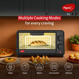 Pigeon Oven Toaster Grill (12381) 9 Liters OTG Without Rotisserie for Oven Toaster and Grill for Grilling and Baking Cakes (Grey)