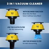 INALSA Wet and Dry Vacuum Cleaner for Home, 12 LTR Capacity,1200 W, 17 kPa Suction, Blower Function, Wet Vacuum Cleaner for Sofa, House Cleaning Machine,Stainless Steel Body (WD 12)