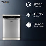 Whirlpool 14 Place Settings PowerClean Pro Technology Dishwasher (WFO 3O33 PL N X IN, Inox, 30% extra space, 11 wash Programs, Clean and Dry