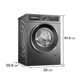 Bosch 10.5/6 KG Inverter Fully Automatic Front Load Washer Dryer (2023 Model, WNA2E4U1IN, 1400 RPM, 14 Wash Programs, LED touch display, Wash & Dry in 60 Mins, Cast Iron Grey)