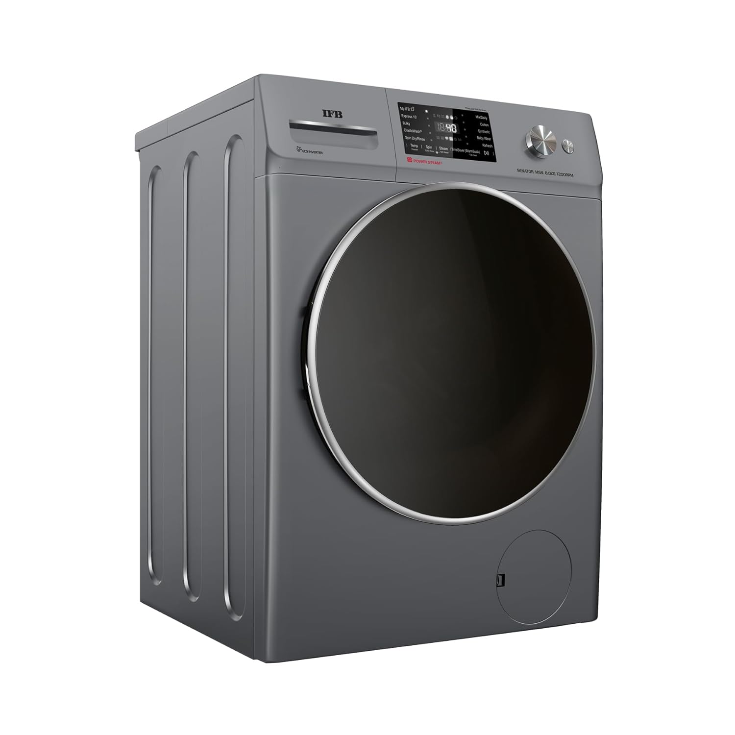 IFB 8 Kg 5 Star Front Load Washing Machine 2X Power Steam (SENATOR MSN 8012K, 1200 RPM, 2024 Model, Metallic Silver, Touch Control + Knob In-built Heater)