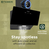 Faber Hood Trendy 90cm 1500 m³/hr BLDC Autoclean Slant Shape Chimney | Built In Oil Collector | Touch & Gesture Control | TRENDY IN BLDC HCSCFL BK 90