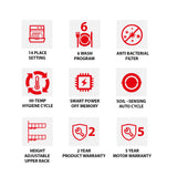 Toshiba 14 Place Settings (DW-14F1IN(S)-1, Silver