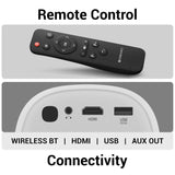 ZEBRONICS PIXAPLAY 53, Smart Vertical Projector, 3500 Lumens, 4K Support, 120 Inch Screen Size, Auto Focus, Auto Keystone, Bluetooth, HDMI, USB, WiFi, 1080p Support, APP Support, Miracast