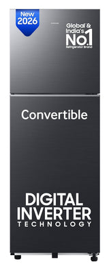 Samsung 236 L, 3 Star, Convertible, Digital Inverter Frost Free Double Door Refrigerator (RT40H28U3FHL, Black DOI, )