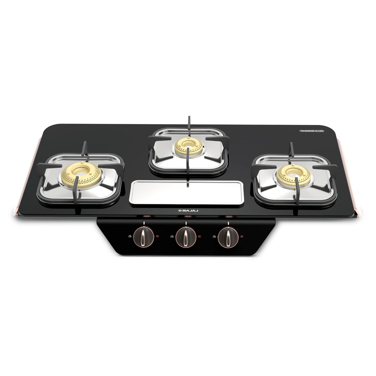 BAJAJ GF8 Frameless with 1 Jumbo Glass C Manual Gas Stove (3 Burners)