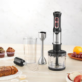 INALSA Hand Blender 1000 Watts with Chopper, Whisker| Variable Speed & Turbo Speed Function|100% Copper Motor|0.6Liter|Low Noise |Anti-Splash Technology|Home&kitchen| (Robot Inox 1000)