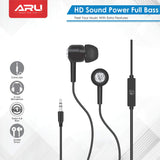 ARU AEP-10 Champ in Ear Headet with Mic- Black