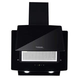 Hindware Kyra 60cm 1000 hr Low Noise Angular Designer Kitchen Chimney With Cassette Filter Touch Control Dual LED Lamps and Touch Control Black