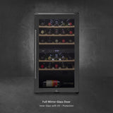 Kaff WC 76 DZ FreeStanding Wine Cooler Refrigerator Dual Zone 76 Litre 29 Bottles Approx. with UVProtection Inner Glass Child Lock Wooden Shelves Wine Fridge for Red White Champagne Black