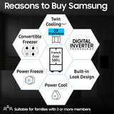 Samsung 550 L, Convertible, Digital Inverter, Frost Free French Door Refrigerator (RF57A5032S9/TL, Silver, Refined Inox)