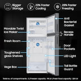 Samsung 419 L, 2 Star, Convertible 5-in-1, Digital Inverter, Frost Free Double Door Refrigerator (RT45DG6A2BS8HL, Silver, Elegant Inox)