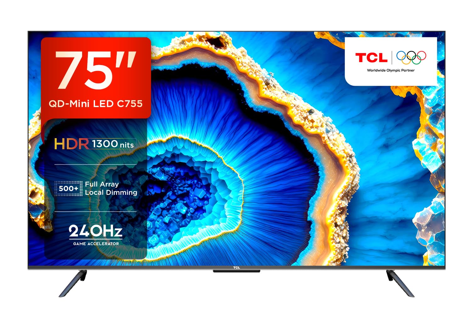 TCL 189 cm (75 inches) 4K Ultra HD Smart QD-Mini LED Google TV 75C755 (Black)