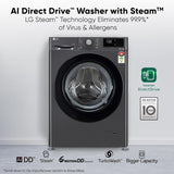 LG 8 Kg, 5 Star, AI Direct Drive Technology, Steam & 6 Motion DD Fully-Automatic Front Load Washing Machine (FHP1208Z3M, Intelligent & Convenient Fabric Care, Allergy Care, Middle Black)