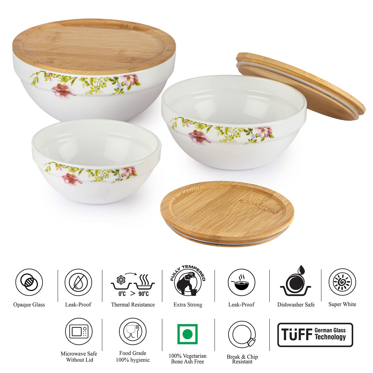 Cello Royal Cascade 3 Pieces Mixing Bowl Set With Lid