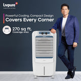 Livpure Coolmist Personal Air Cooler-48 L With 12'' Fan, Anti-Bacterial Honeycomb Pad, Ice Chamber And 2 Year Warranty On Motor (White Colour),170 Watts
