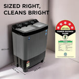 Midea 7.5 KG Semi Automatic Top Loading Washing Machine, Rust proof Body with 1300 RPM (MWMSA075GPG, Black Grey)