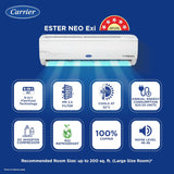 Carrier 2 Ton 5 Star AI Flexicool Inverter Split AC (CAI24ES5R34F1,White)