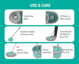 Spotzero by Milton Swift With Four Wheels Steel Wringer Spin Mop, Bucket