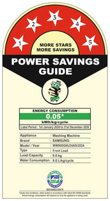 Samsung Smart Choice 9 kg, 5 Star, AI Control, AI Ecobubble, Super Speed, Wi-Fi, Hygiene Steam with Inbuilt Heater, Digital Inverter, Fully-Automatic Front Load Washing Machine (WW90DG6U24ASTL, NAVY)