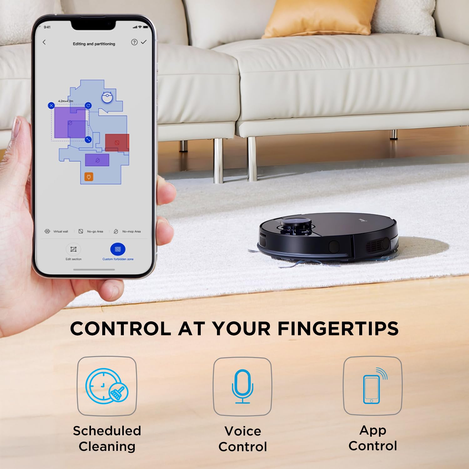 Midea M7 Evo Robotic Vacuum Cleaner | 8000Pa Suction| BLDC Motor | Wet & Dry| 5200 mAH |30 Set of sensors | WiFi & Alexa Control