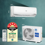 Haier 1.5 Ton 5 Star Heavy Duty Hexa Inverter Split AC Copper 7 in 1 Convertible Anti Bacterial Filter Cools at 60C Temp 20 Mtrs Air Throw - HSU19K-PYC5BN-INVWhite 2024 Model