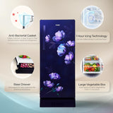 Haier 190 L 4 Star Direct Cool Single Door Refrigerator with Fast Ice Making, Easy Clean Back, Large Vegetable Box (HED-204TMIBA-N, Marine Ivy, Base Stand Drawer, )